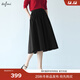 伊芙麗（eifini）蔣欣代言經(jīng)典通勤重工質(zhì)感顯瘦A字中長(cháng)半身裙傘裙女2025新款 黑色 XL 125斤以上