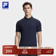 FILA 斐樂(lè )官方男子針織短袖POLO衫網(wǎng)球運動(dòng)基礎上衣 深黑-BK XL