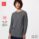 優(yōu)衣庫男裝HEATTECH EXTRA WARM棉混紡圓領(lǐng)T恤/9分袖保暖衣479450 479451/08深灰色 L