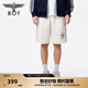 BOY LONDON25新款夏季男女同款刺繡重磅休閑潮牌中褲N14003 米白色 L