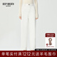 深呼吸DEEP BREATH女裝撞色大口袋高腰直筒休閑加絨牛仔長(cháng)褲女A100298 白 M (3)
