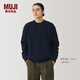 MUJI男式安第斯羊毛纜繩花紋圓領(lǐng)毛衣男士冬季男款針織衫AA0R6A4A 深藏青色 S （165/84A）