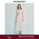 MAXRIENY優(yōu)雅度假風(fēng)吊帶連衣裙露肩收腰長(cháng)裙端莊訂婚小白裙 米白 S