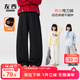 左西女童加絨褲子冬款保暖2025新款兒童中大童一體絨長(cháng)褲 黑色 160