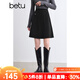 百圖betu女裝秋冬新款半身裙撞色線(xiàn)設計百搭短裙裙子女2410T73 黑色 M