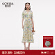 歌莉婭真絲連衣裙女夏2025新款度假穿搭桑蠶絲連身裙子1E6L4K99B 81D淡彩鳶尾花印花 XXS