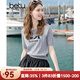 百圖betu女裝2025夏季新款毛針織衫圓領(lǐng)趣味萌寵短袖上衣女2505X03 灰色 S