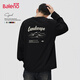 班尼路（Baleno）美式長(cháng)袖t恤男士春秋新款寬松重磅純棉復古原創(chuàng  )印花情侶打底衫