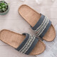 碩牌亞麻拖鞋3308四季居家室內地板舒適透氣吸汗厚底防滑夏季家居鞋 藍灰色 42-43