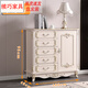 續巧歐式五斗柜帶開(kāi)扇臥室收納柜儲物柜象牙白色烤漆實(shí)木抽屜雕花輕奢 100長(cháng)五斗加開(kāi)扇象牙白描金 入戶(hù)包安裝