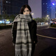 暢印條紋馬海毛格子圍巾女冬季保暖加厚加長(cháng)潮ins時(shí)尚學(xué)生情侶圍脖 馬海毛條紋灰色（40X220）