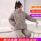 特絲格斯（TSGS）睡衣女冬季加厚套裝珊瑚絨三層夾棉衣加絨加大碼法蘭絨保暖家居服 駝色 XL 身高165內體重105-125斤內