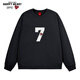 查爾斯桃心圓領(lǐng)衛衣男春秋季美式數字7潮牌寬松重磅套頭打底衫 黑色 S 
