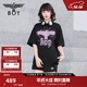 BOY LONDON【暗夜星辰】夏季情侶款短袖燙鉆老鷹logo潮牌T恤N01003 黑色 XS