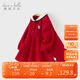 戴維貝拉兒童棉連衣裙女童學(xué)院風(fēng)紅色公主裙裙女寶秋裝