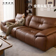 三禾乙木全青皮真皮沙發(fā)棕色別墅大平層時(shí)增客廳直排羽絨頭層牛皮官方正品 全青皮 時(shí)增皮革  銀河系列-18號色 | 全真皮覆蓋 三人位 256cm