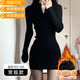 夏洛熊 XALORXION秋冬黑色顯瘦冬季辣妹女短裙包臀裙子短款內搭高級感性后媽連衣裙 黑色拉鏈款【加絨常規】 M M建議100斤-110斤