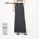 MO&Co.簡(jiǎn)約高腰后開(kāi)叉長(cháng)款半身裙長(cháng)裙白色灰色設計感裙子摩安珂 深花灰色-第2批 L 170