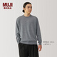 MUJI男式 羊毛可水洗高針距圓領(lǐng)毛衣 男士冬季男款長(cháng)袖針織衫AA0PDA4A 灰色 S （165/84A）
