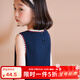 哈齒（hacikis）哈齒童裝春夏新品女童親子款無(wú)袖撞色針織裙子氣質(zhì)直筒背心連衣裙 藏青 現貨 160