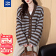 唐獅（TonLion）2025秋冬經(jīng)典條紋V領(lǐng)針織開(kāi)衫女外套高級感時(shí)尚毛衣女潮