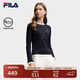FILA 斐樂(lè )官方女子針織長(cháng)袖衫2025冬新款時(shí)尚經(jīng)典休閑修身亨利衫 傳奇藍-NV M 165/84A/M