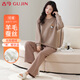 古今【德絨羊毛蠶絲潤膚】女士睡衣女秋冬季長(cháng)袖長(cháng)褲保暖家居服套裝