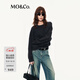 MO&Co.毛衣織針衫2025秋新品假兩件含綿羊毛燙鉆短款寬松MBE3SWTT14 深花灰色 M /165