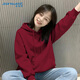 真維斯（Jeanswest）簡(jiǎn)約百搭純色連帽衛衣女冬季2026馬年本命年衣服加絨加厚紅色上衣