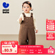迷你巴拉男女童秋冬新款可愛(ài)護肚寶寶加絨背帶褲子 深咖啡50941 100 cm