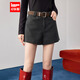 IEF/愛(ài)依服褲子2025秋冬新款韓版簡(jiǎn)約通勤百搭顯瘦顯腿長(cháng)呢絨短褲 灰 M