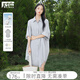 對白【100棉襯衫裙】寬松休閑短袖連衣裙女2025夏季新款顯瘦裙子 淺灰藍 XL