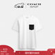 蔻馳（COACH）【圣誕禮物】奧萊男士基本款口袋T恤短袖 白色/木炭灰色 經(jīng)典標志 M