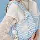 天丂2025新款少女芭蕾風(fēng)腋下包手提包單肩包褶皺蝴蝶結包包女通勤百搭 手提格子腋下包藍色無(wú)掛件