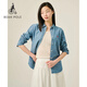 beanpole【新品】濱波春夏女清新摩登感簡(jiǎn)約柔系全棉牛仔長(cháng)袖襯衫 藍色 S 160/84A