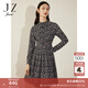 JUZUI玖姿商場(chǎng)同款薔薇花修身顯瘦氣質(zhì)連衣裙冬款JWCD50004 花黑 XL