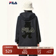 FILA斐樂(lè )官方女裝外套秋季上衣多彩潮流加絨保暖開(kāi)衫連帽小熊外套 正黑色-F51W138599FBK(加絨) 155/76A/XS