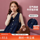 ASK JUNIOR女童連衣裙秋兒童無(wú)袖百搭牛仔裙開(kāi)衫背心長(cháng)裙連衣裙 藍色 150 