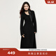 伊芙麗（eifini）蔣欣代言U領(lǐng)設計感顯瘦內搭氣質(zhì)羊毛針織連衣裙女秋季新款長(cháng)裙 黑色 S 155/80A