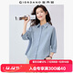 佐丹奴知識分子風(fēng)襯衫女純棉府綢破骨連肩中袖襯衣女05345463