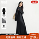 對白格雷系灰色直筒針織連衣裙女2025冬季新款松弛高級感毛衣長(cháng)裙 經(jīng)典黑 M