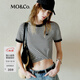 MO&Co.短袖T恤黑白條紋MC刺繡短款正肩圓領(lǐng)彈力棉質(zhì)上衣摩安珂 黑白條色-第2批 建議和客服確認尺碼哦 M 165 建議和客服確認尺碼哦