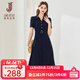 經(jīng)典故事（JANE STORY）2025新款通勤polo領(lǐng)襯衫連衣裙女夏季修身時(shí)尚復古氣質(zhì)襯衣裙小眾 M05深藍色 M