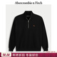 Abercrombie & Fitch【半拉鏈立領(lǐng)】小麋鹿圖案男裝25秋冬美式套頭衛衣外套122-5541 黑色 S (175/92A)