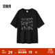 森馬（Semir）短袖T恤女設計感繡花套頭衫趣味ins潮夏個(gè)性寬松上衣女生小眾 黑色90001 M