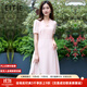 愛特愛（EITIE）優(yōu)雅氣質(zhì)木耳領(lǐng)a字連衣裙2025夏季新款修身減齡薄紗裙B2507704 花蜜粉63 S (155)