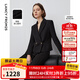 朗姿復古氣質(zhì)職業(yè)通勤黑色西裝外套秋季新款短款西服上衣女 黑色2 M