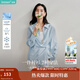 茵曼（INMAN）章若楠同款歐若風(fēng)天絲女裝長(cháng)袖襯衫套裝2025夏季新款藍襯衣 淺灰藍 M