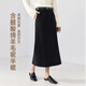 塔馳密司（touchmiss）綿羊毛高腰直筒半身裙女2025秋冬包臀開(kāi)叉醋纖加厚毛呢半裙 黑色 M