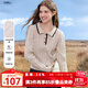 百圖（betu）女裝2025年秋季新款毛針織衫撞色領(lǐng)邊立體絞花紋理上衣女2509T32 燕麥色 S